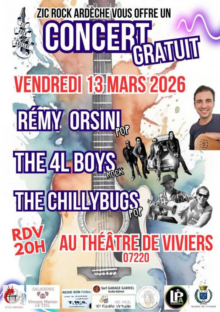 Soirée Zic Rock Ardèche à Viviers le 13 mars 2026